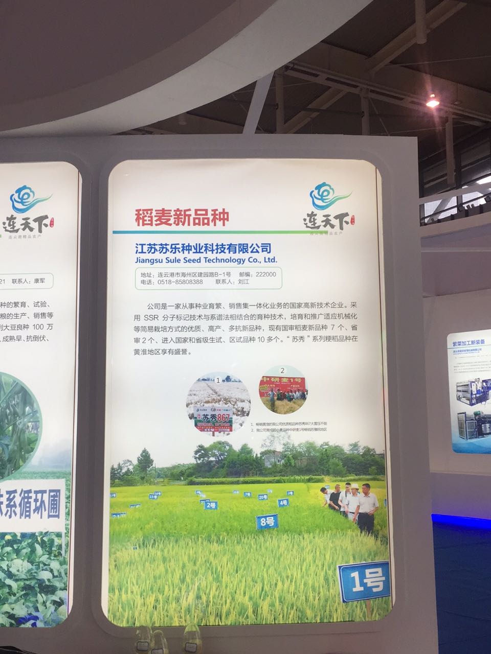 苏乐种业在连天下展览中获得稻麦新品种优胜 
